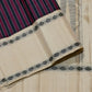 Border detail of the Maroon and Black Striped Premium Zariless Korvai Kanjivaram Saree with Off White Rettapet Rudraksham Borders.