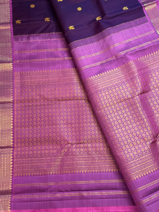 Orchid pink Kanchipuram border with gold zari Rudraksham ornamentation
