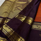 Rust Orange and Deep Plum Handwoven Pure Silk KanchiPattu Saree with Vairaoosi Kamalam Butta and Rettapet Border