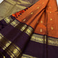 Rust Orange and Deep Plum Handwoven Pure Silk KanchiPattu Saree with Vairaoosi Kamalam Butta and Rettapet Border