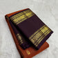 Rust Orange and Deep Plum Handwoven Pure Silk KanchiPattu Saree with Vairaoosi Kamalam Butta and Rettapet Border