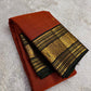 Zari kattam kamalam butta body on rust orange Kanchipuram pure silk saree — Idam Living