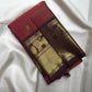 Rust red handwoven pure silk Vairaoosi Kanchi Pattu saree — full saree overview — Idam Living