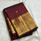 Saanthu Pottu maroon Pure Silk Kanjeevaram Zari Kattam saree