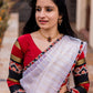 Handcrafted statement blouse combining silk cotton zari kalamkari and ajrakh fabrics