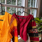 Traditional Indian handloom blouse in yellow with woven ikkat textile detailing