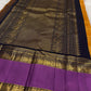 Saffron Marigold Handwoven Pure Silk Kanjipuram Korvai Saree with Orchid Purple Border and Veldhari Zari