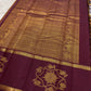 Saffron Orange pure silk Kanchi Pattu saree, Rettapet weave with Deep Maroon border — additional detail view