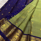 Sage green Korvai Kanchipuram silk saree handwoven body detail