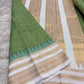 Sage Green Lightweight Pure Silk Kanchipuram Silk Thread Kattam Saree with Ivory Gold Border