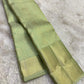 Sage green handwoven pure silk Kanjivaram saree overview — Idam Living