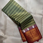 Veldhari weave detail on sage green Kanchi Pattu silk saree