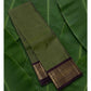 Full view of sage green lightweight pure silk Kanchipuram saree with plum varisaipet border — Idam Living