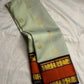 Sage Green Handwoven Pure Silk Kanchipuram Saree with Orange Rettapet Border