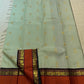 Sage Green Handwoven Pure Silk Kanchipuram Saree with Orange Rettapet Border