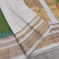 Sage Green Lightweight Pure Silk Kanchipuram Silk Thread Kattam Saree with Ivory Gold Border