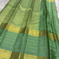 Sage Green pure silk Kanjivaram Varisaipet saree with antique-gold traditional zari border.
