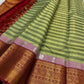 Sage green Veldhari Kanchi Pattu silk saree, full overview — Idam Living