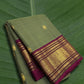 Sage leaf green and raspberry wine handwoven Kanjivaram silk saree with korvai small butta border – Idam Living