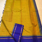 Sampanga Gold Pure Silk Kanchipuram Kanchi Kattam Saree - royal blue border detail