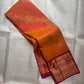 Floral creeper and ornamental gold-zari butta on the Sampangi Gold Kanchipuram silk.