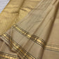 Ivory Gold Handwoven Pure Silk Kancheepuram Rettapet Saree with Dark-Edged Gold Zari Border