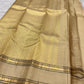 Ivory Gold Handwoven Pure Silk Kancheepuram Rettapet Saree with Dark-Edged Gold Zari Border
