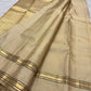 Ivory Gold Handwoven Pure Silk Kancheepuram Rettapet Saree with Dark-Edged Gold Zari Border
