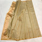 Sandalwood Beige handloom Pattu Silk Chanderi saree with antique-gold pallu, striped borders and gold buttas