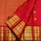 Kumkum red handwoven pure silk Kanchipuram Zari Kattam saree with Mayil Chakram buttas and gold zari border — Idam Living