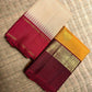 Sandalwood-beige pure silk Kanchi Pattu Korvai saree, full drape — Idam Living