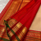 Ganga Jamuna korvai border on sandstone beige Kanchipuram silk saree with red and green contrast — Idam Living