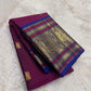 Sapphire blue border pure Kanjivaram silk saree – folded view