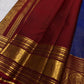 Sapphire blue silk body meeting the Arakku maroon and gold zari border