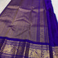 Handwoven Sapphire Blue Pure Silk Kanchipuram showing its clear saturated monsoon-sky blue colour.
