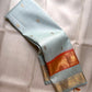 Sea Glass Aqua Handwoven Pure Silk KanchiPattu Saree with Dusty Rose Rettapet Zari Border