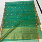 Sea Green handloom Chanderi Katan Silk saree with fine gold buttas, slim antique-gold border and striped zari pallu