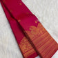 Orange and pink shot-colour Kanjipuram silk saree with shimmering gold zari