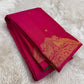Raspberry pink Pure Silk Kanchi Pattu saree with self-toned Butta border
