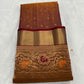Copper Brown Floral Zari Katan Silk Chanderi Saree, front and border view