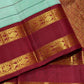 Pastel mint green handwoven pure silk Kanjivaram rettapet saree with Ganga-Jamuna borders, view 3
