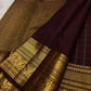 Handwoven Deep Plum Maroon Kanchipuram silk saree, border panel, ornate parrot pallu panels