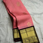 Silk Mark certified Kanchi Pattu Korvai saree, blush pink with contrast gold border