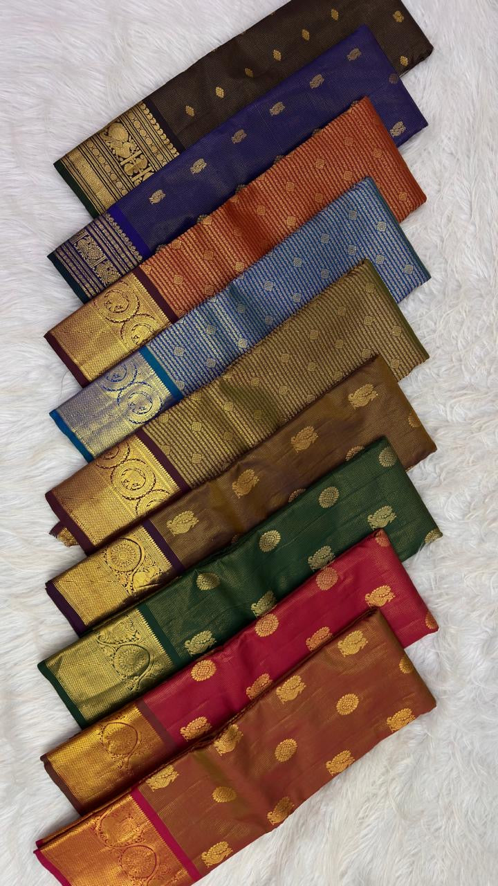 Silk Mark certified handwoven Pure Silk Kanchipuram saree from Idam Living.