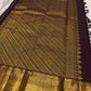Silk Mark certified Kanjivaram saree with mayil kodi border in brown purple