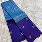 Silk Mark certified Kanjivaram saree royal blue with traditional gold zari