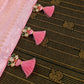 Close view of handmade silk thread saree tassels