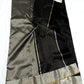 Close-up of silver-toned floral motif on black Chanderi silk