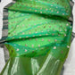 Green Chanderi with silver-grey border