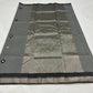 Silver grey Chanderi handloom saree with graphic black buttas